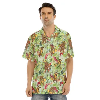 Tropical Christmas Bigfoot Taco Green Hawaiian Shirt