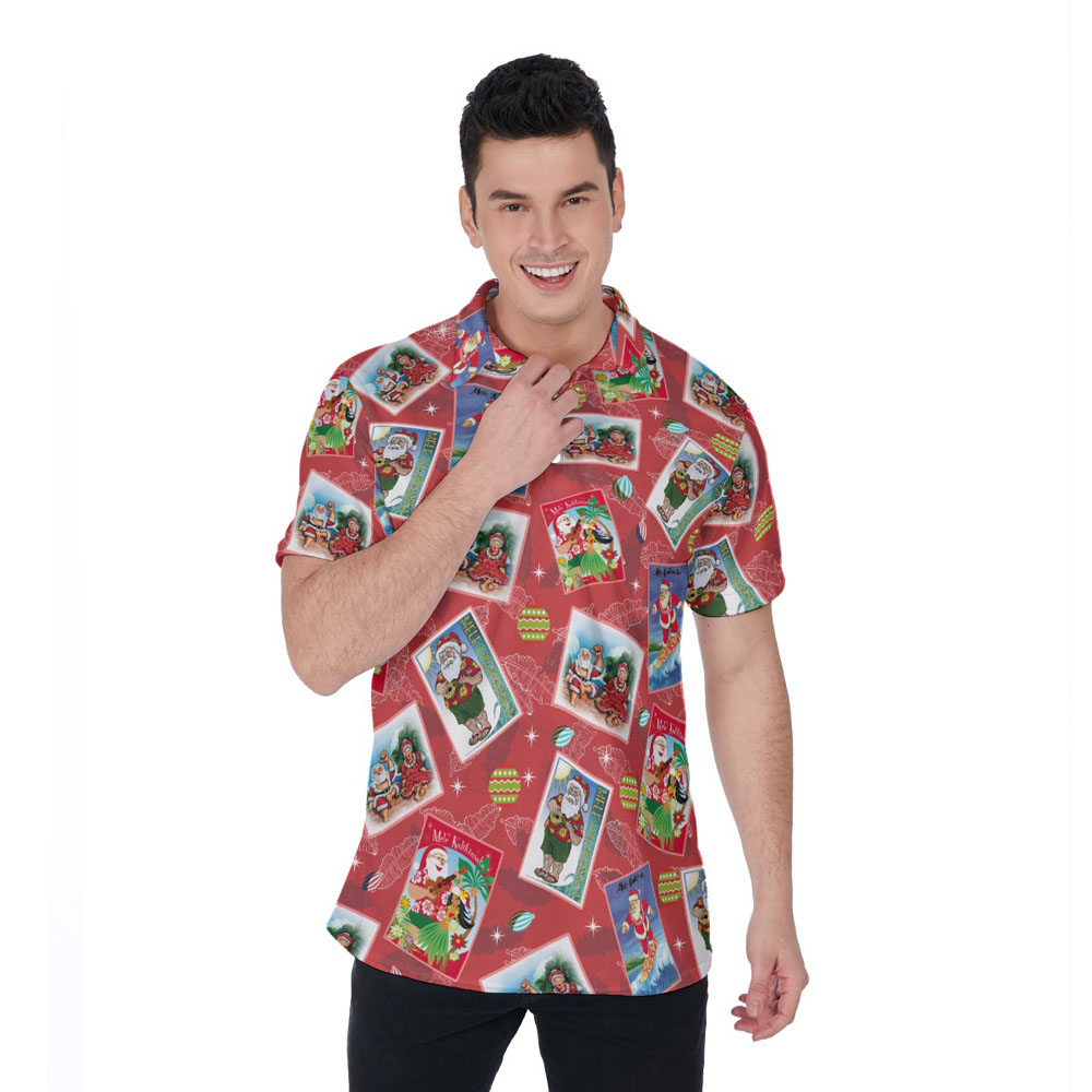 Classic Santa Claus Mele Kalikimaka Hawaiian Polo Shirt - variant image 1