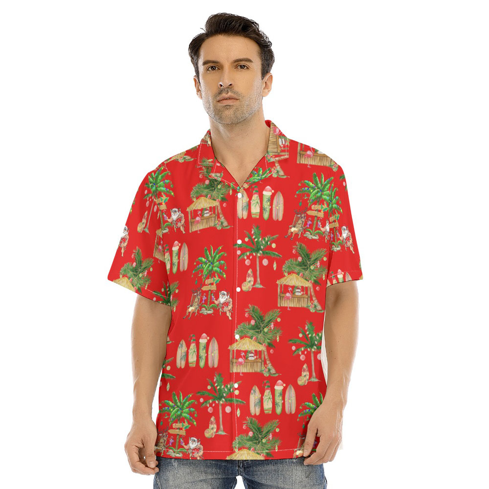 Vintage Santa Claus Mele Kalikimaka Tropical Hawaiian Shirt - variant image 1