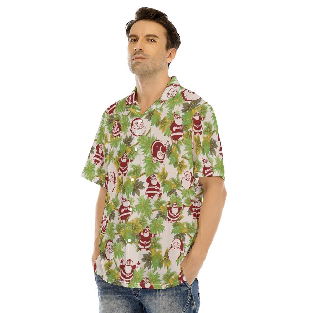 Vintage Santa Claus Tropical Christmas Hawaiian Shirt