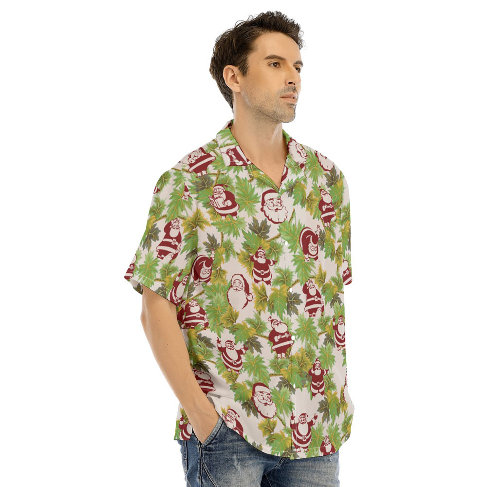 Vintage Santa Claus Tropical Christmas Hawaiian Shirt