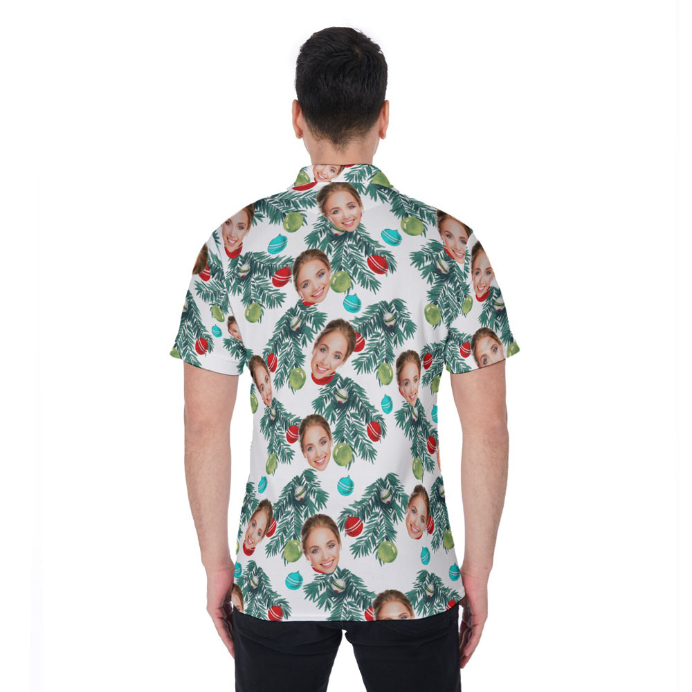 Funny Custom Face Christmas Decorations Hawaiian Men's Polo