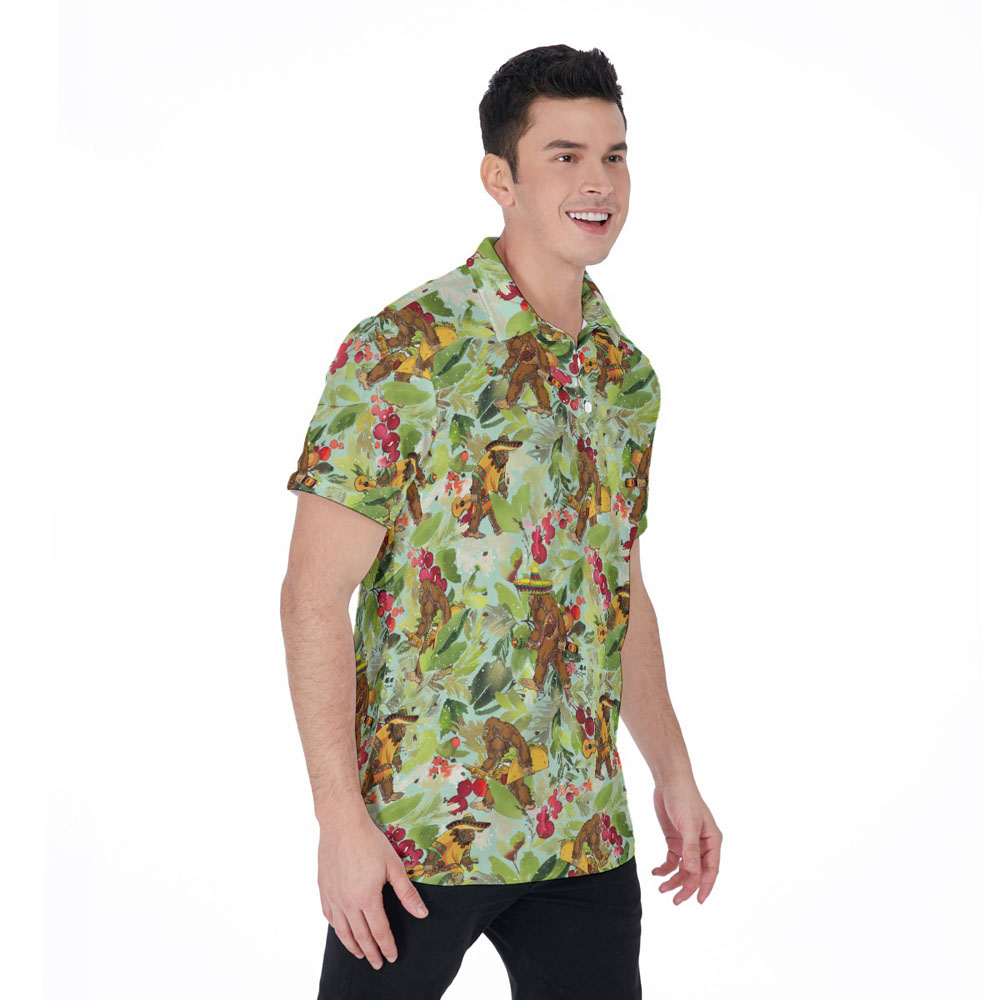 Funny Taco Sasquatch Tropical Christmas Hawaiian Polo Shirt