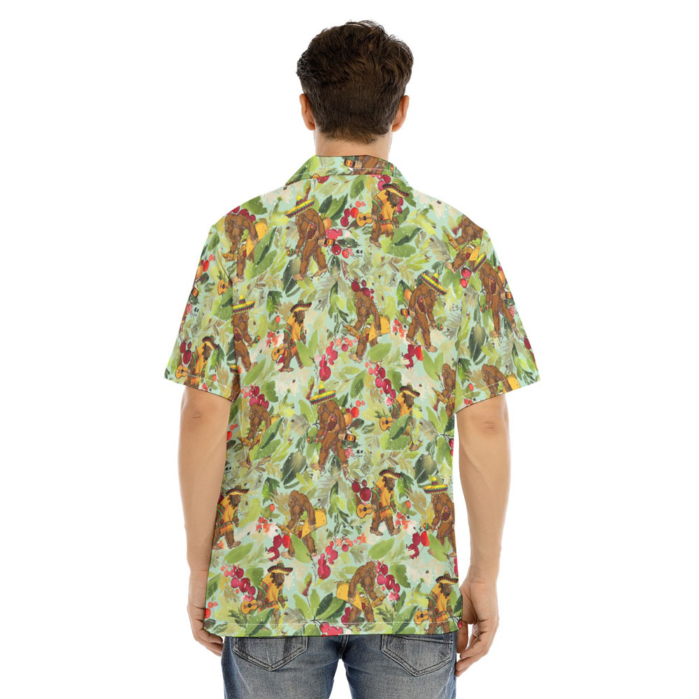 Tropical Christmas Bigfoot Taco Green Hawaiian Shirt