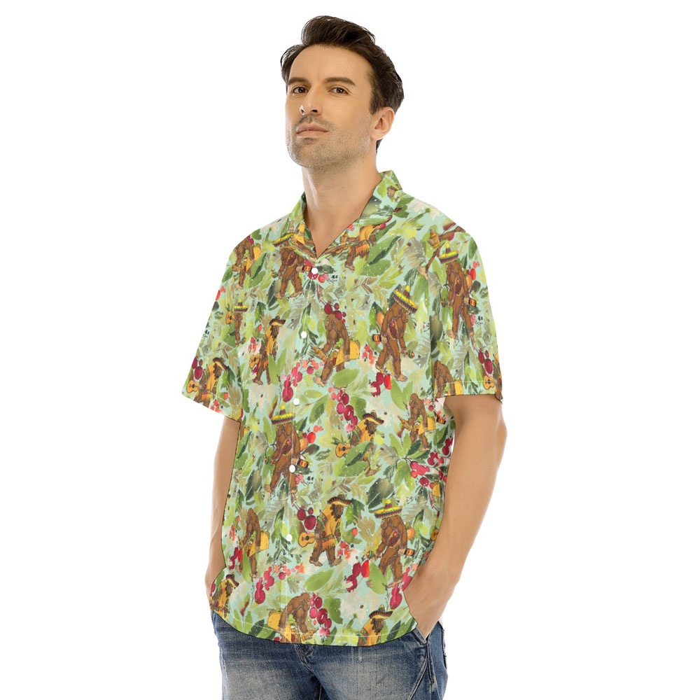 Tropical Christmas Bigfoot Taco Green Hawaiian Shirt