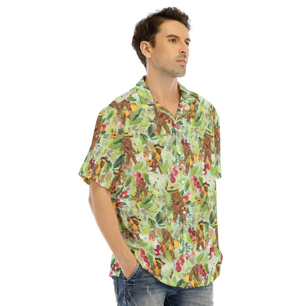 Tropical Christmas Bigfoot Taco Green Hawaiian Shirt