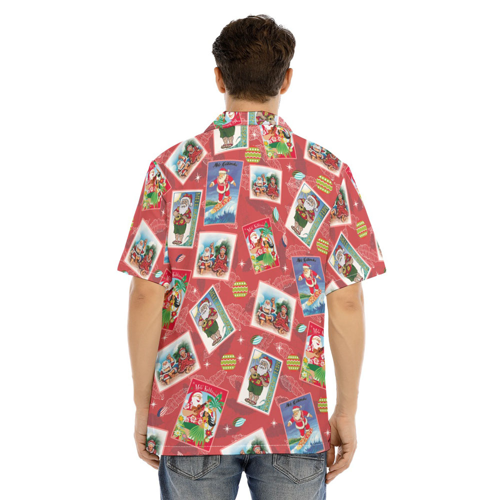 Mele Kalikimaka Vintage Santa Claus Christmas Hawaiian Shirt