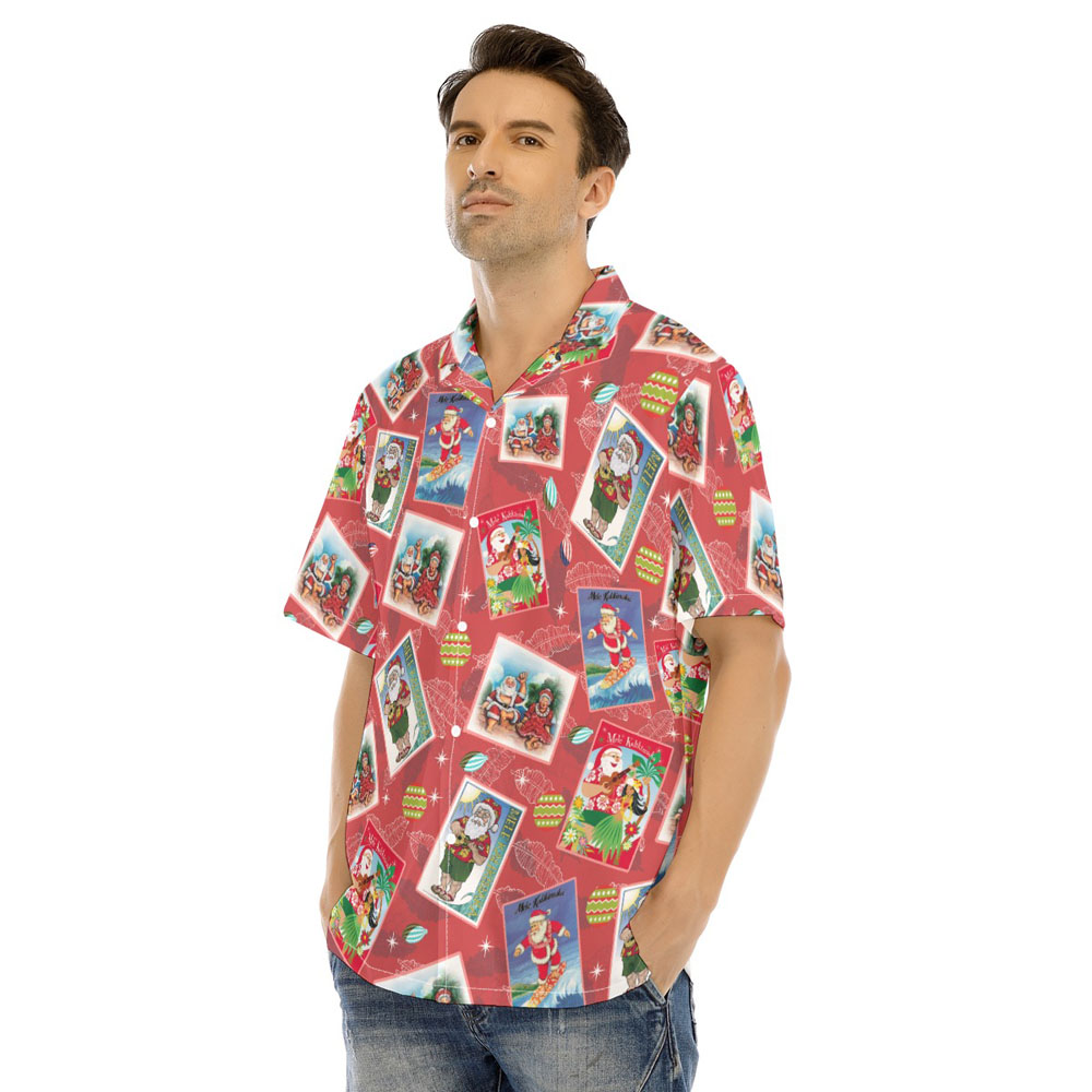 Mele Kalikimaka Vintage Santa Claus Christmas Hawaiian Shirt