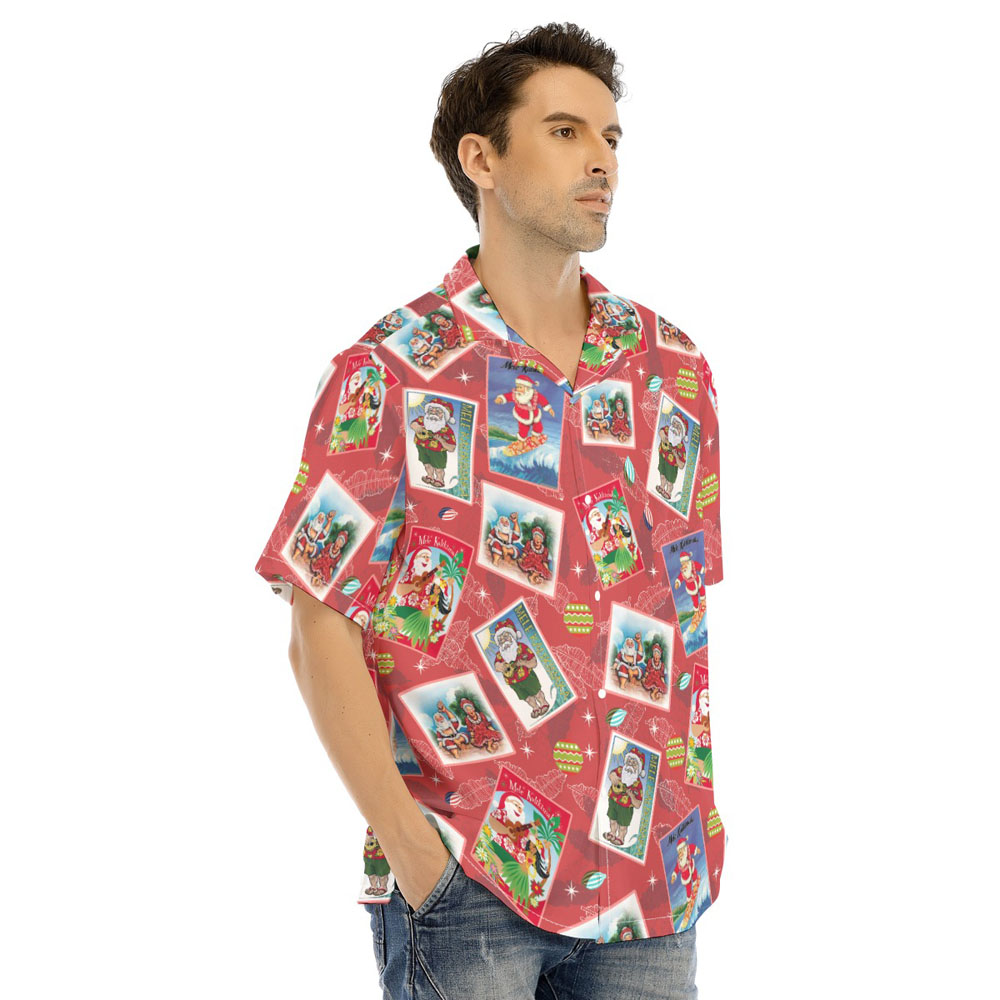 Mele Kalikimaka Vintage Santa Claus Christmas Hawaiian Shirt