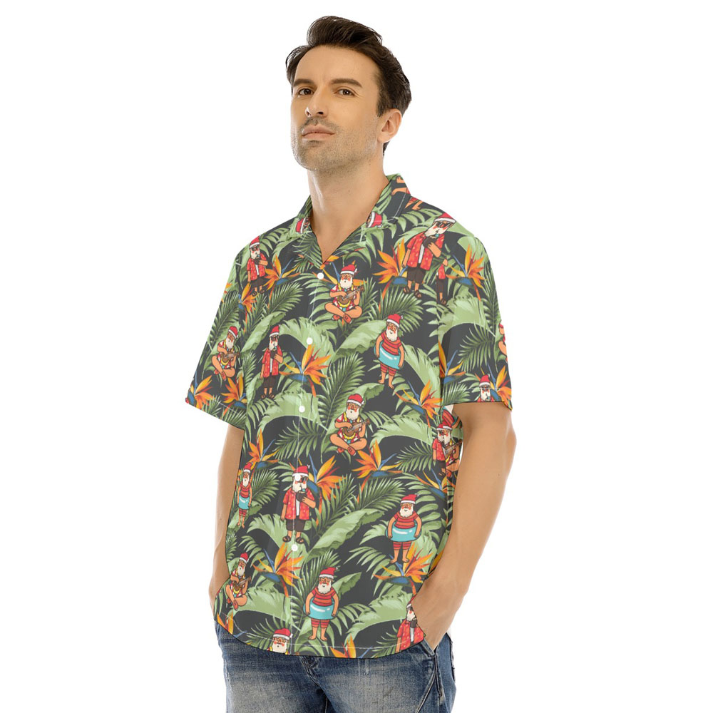 Funny Santa Claus Christmas Tropical Summer Hawaiian Shirt