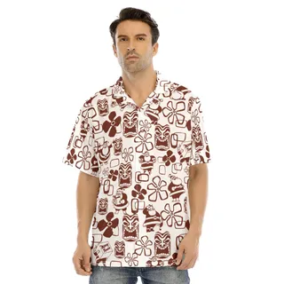 Mele Kalikimaka Christmas Santa Tiki White Hawaiian Shirt