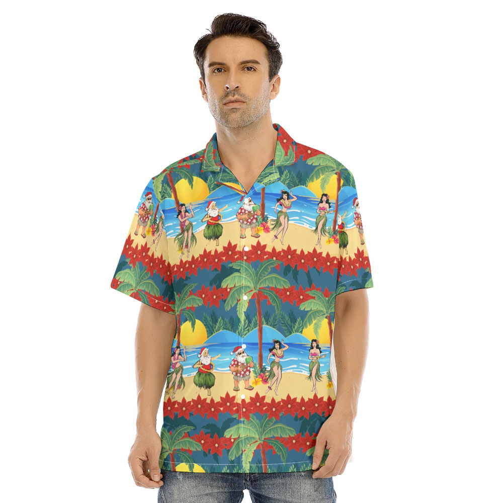 Tropical Beach Santa Claus Hula Christmas Hawaiian Shirt - variant image 1