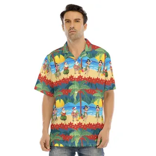 Tropical Beach Santa Claus Hula Christmas Hawaiian Shirt
