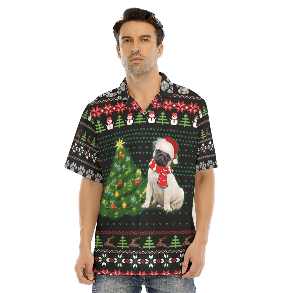 Funny Christmas Pug Ugly Hawaiian Shirt - variant image 1