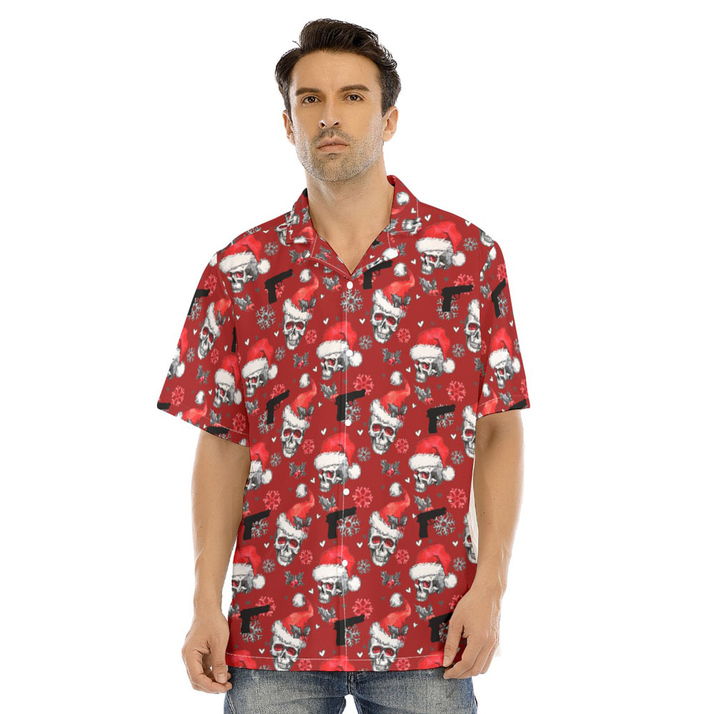 Christmas Skull Tactical Gun Hawaiian Shirt - variant image 1