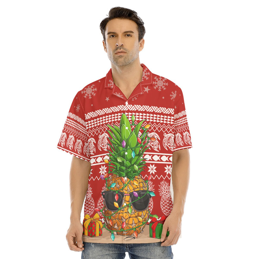 Mele Kalikimaka Pineapplle Christmas Hawaiian Shirt - variant image 1