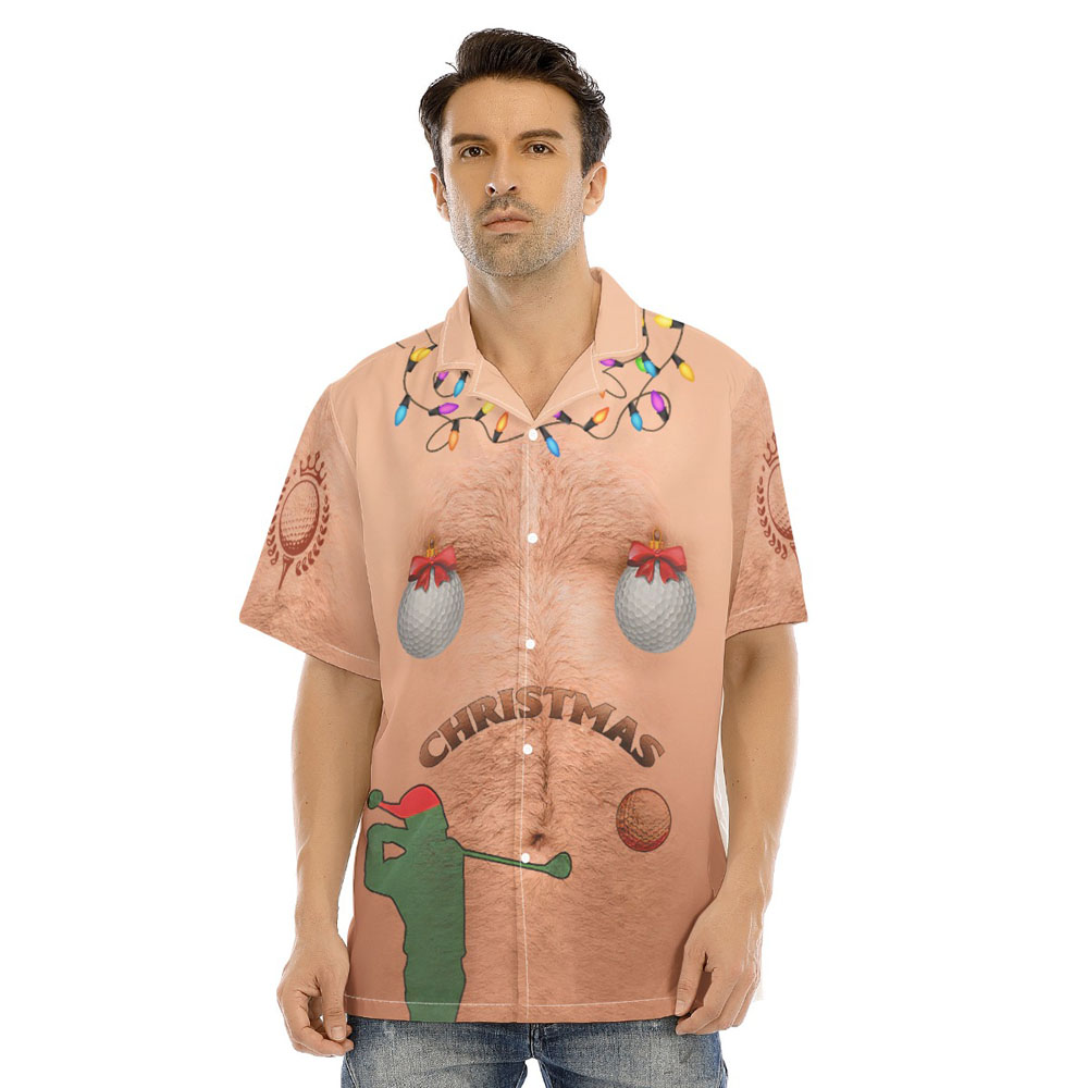 Funny Hairy Chest Ugly Christmas Collared Shirt - variant image 1