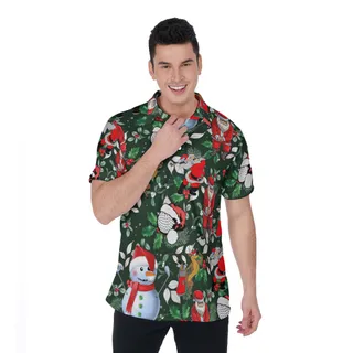 Santa Claus Playing Golf Tropical Christmas Hawaiian Polo Shirt