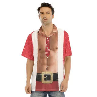 Funny Muscle Christmas Santa Costume Hawaiian Shirt