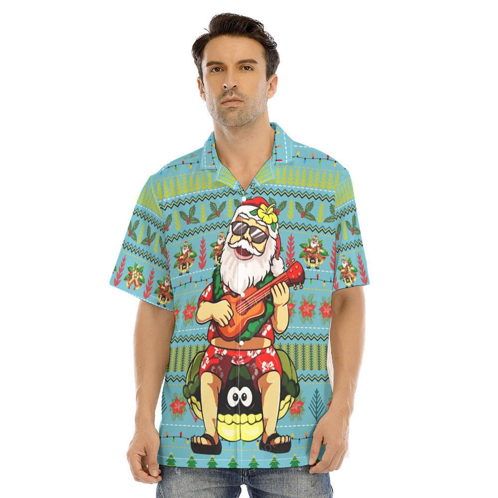 Funny Santa Claus Playing Ukulele Ugly Christmas Hawaiian Shirt - variant image 1