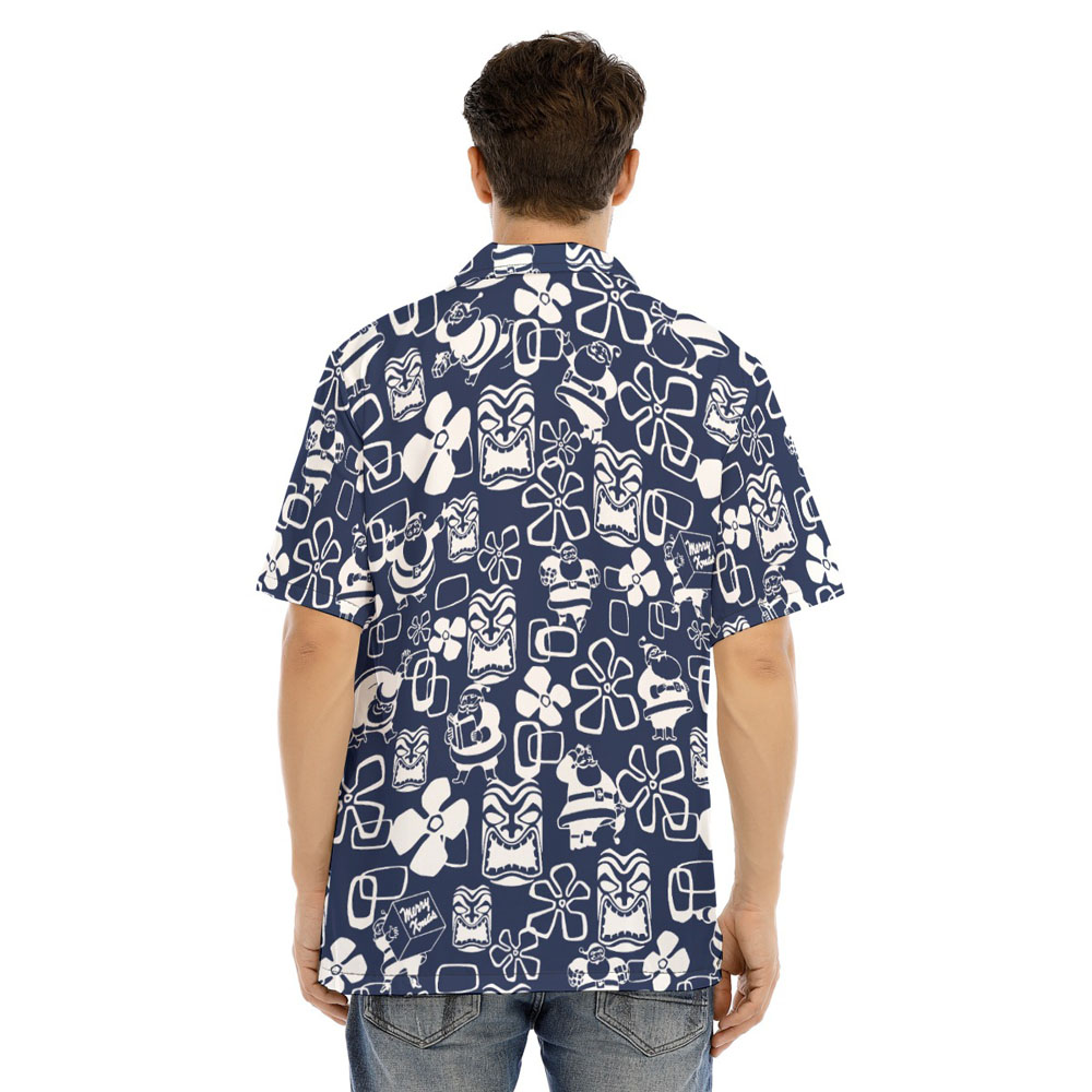 Christmas Santa Claus Vintage Tiki Navy Hawaiian Shirt