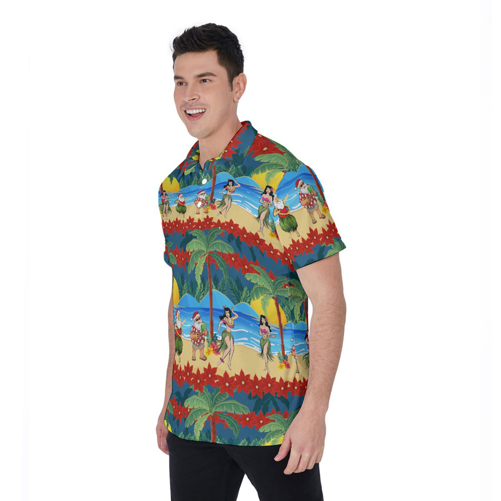 Mele Kalikimaka Santa Hula Hawaiian Polo Golf Shirt