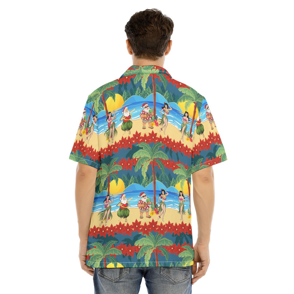 Tropical Beach Santa Claus Hula Christmas Hawaiian Shirt
