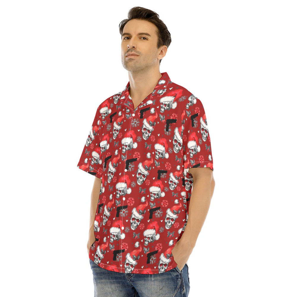 Christmas Skull Tactical Gun Hawaiian Shirt
