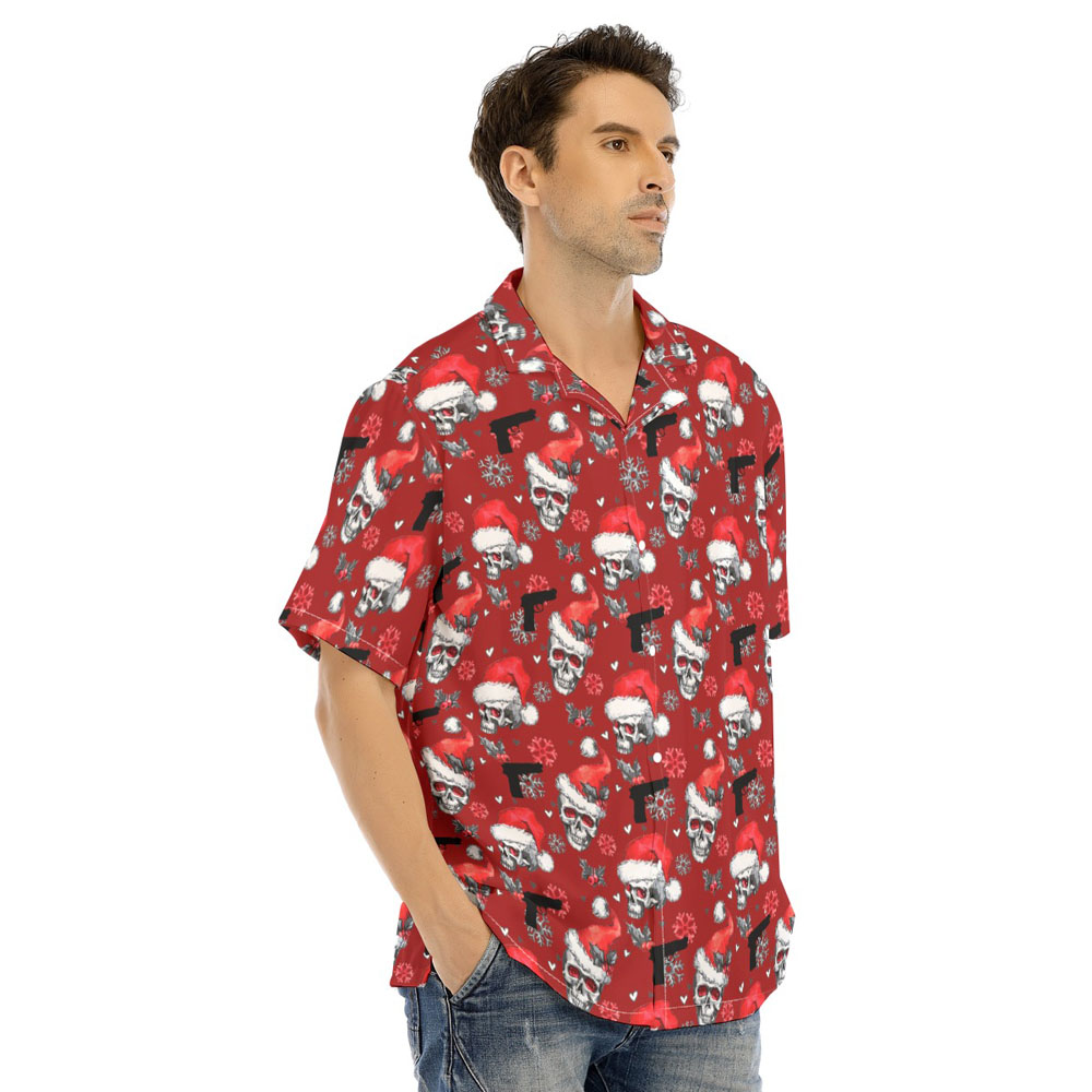 Christmas Skull Tactical Gun Hawaiian Shirt