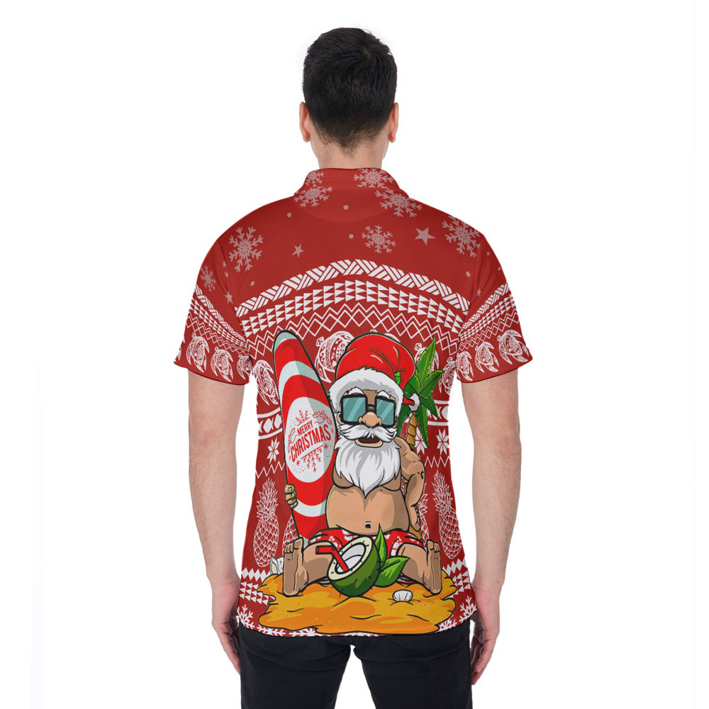 Summer Santa Christmas Hawaiian Polo Shirt