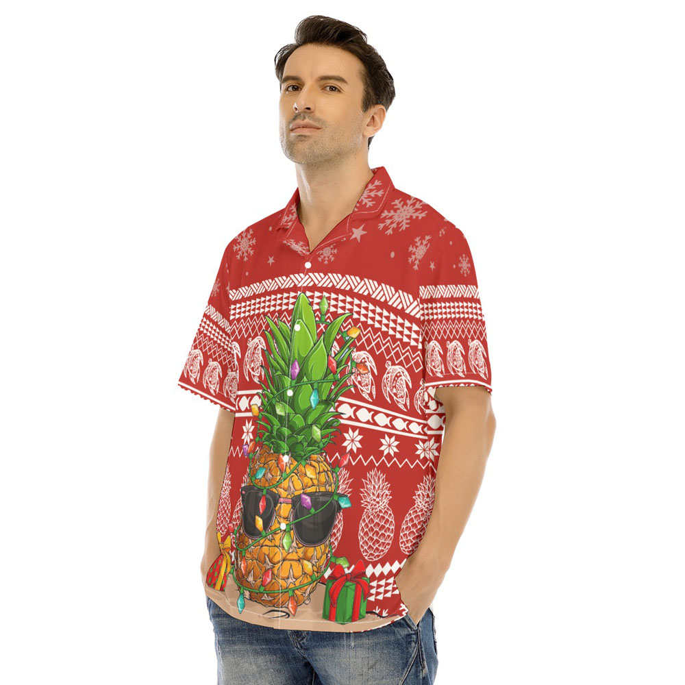 Mele Kalikimaka Pineapplle Christmas Hawaiian Shirt