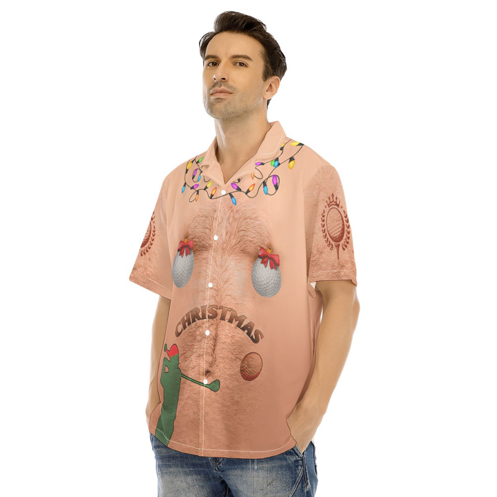 Funny Hairy Chest Ugly Christmas Collared Shirt
