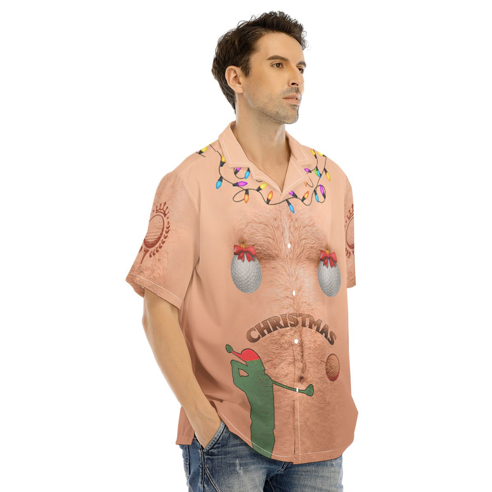 Funny Hairy Chest Ugly Christmas Collared Shirt