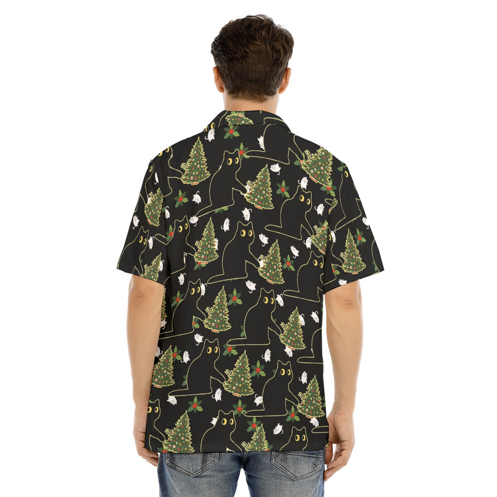 Black Cat Wreak The Tree Christmas Hawaiian Shirt