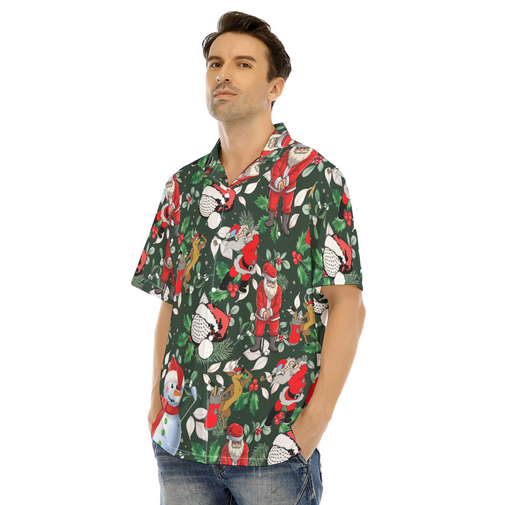 Funny Christmas Santa Golf Hawaiian Shirt