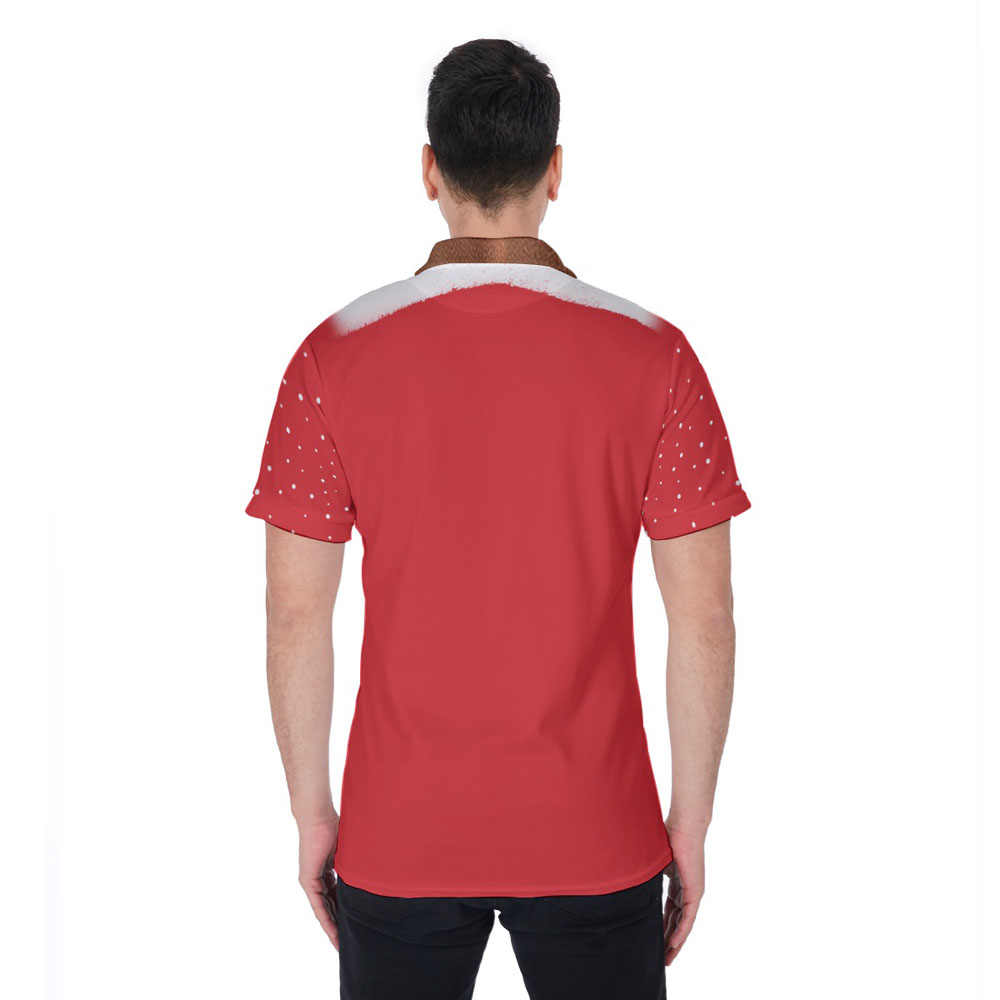 Funny Muscle Santa Christmas Costume Hawaiian Polo Shirt For Men
