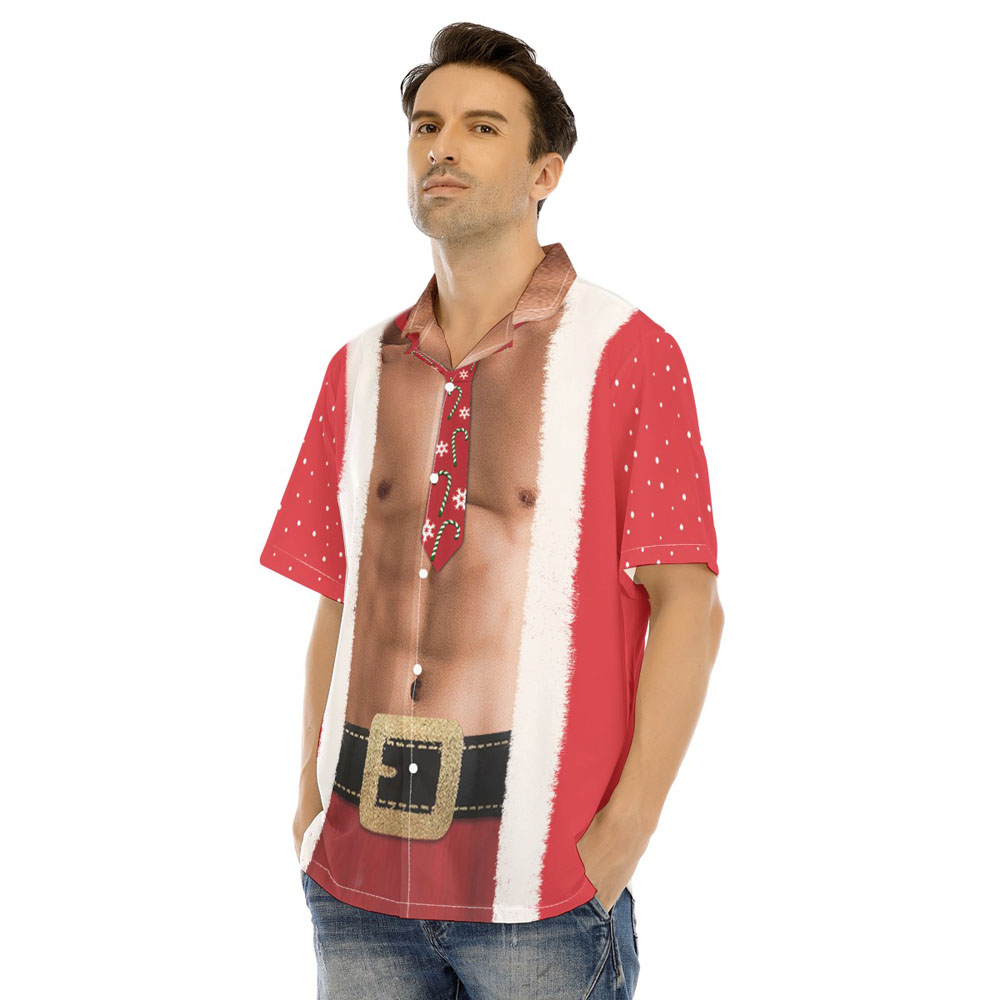 Funny Muscle Christmas Santa Costume Hawaiian Shirt