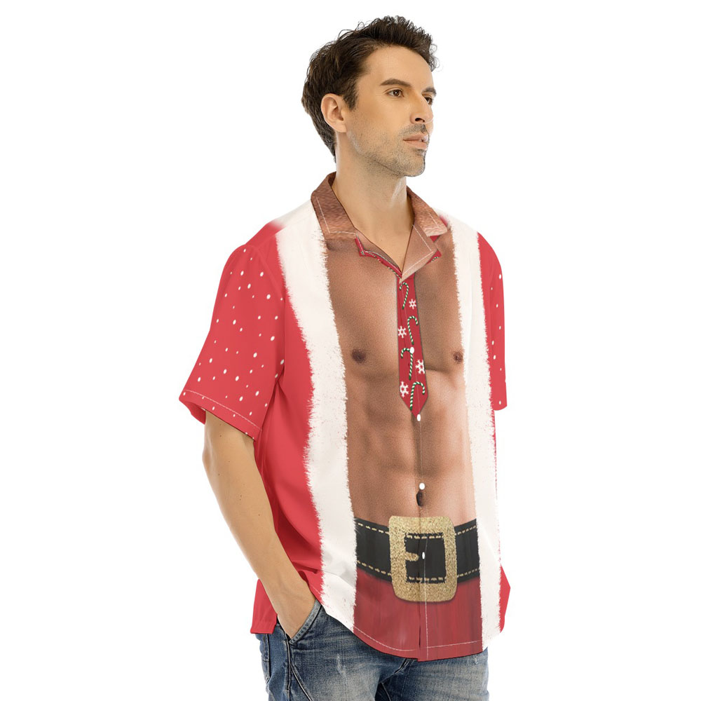 Funny Muscle Christmas Santa Costume Hawaiian Shirt