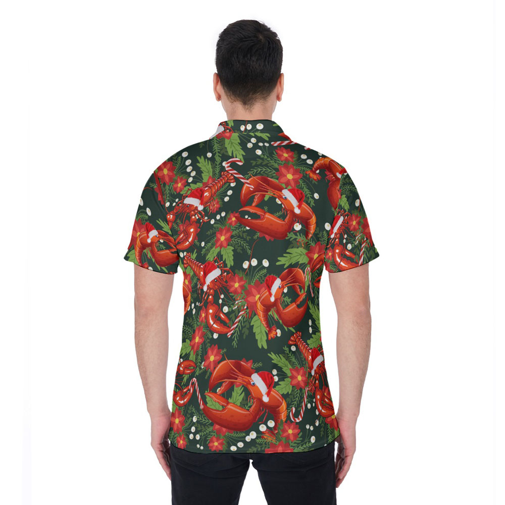 Tropical Lobster Christmas Hawaiian Polo Shirt For Men