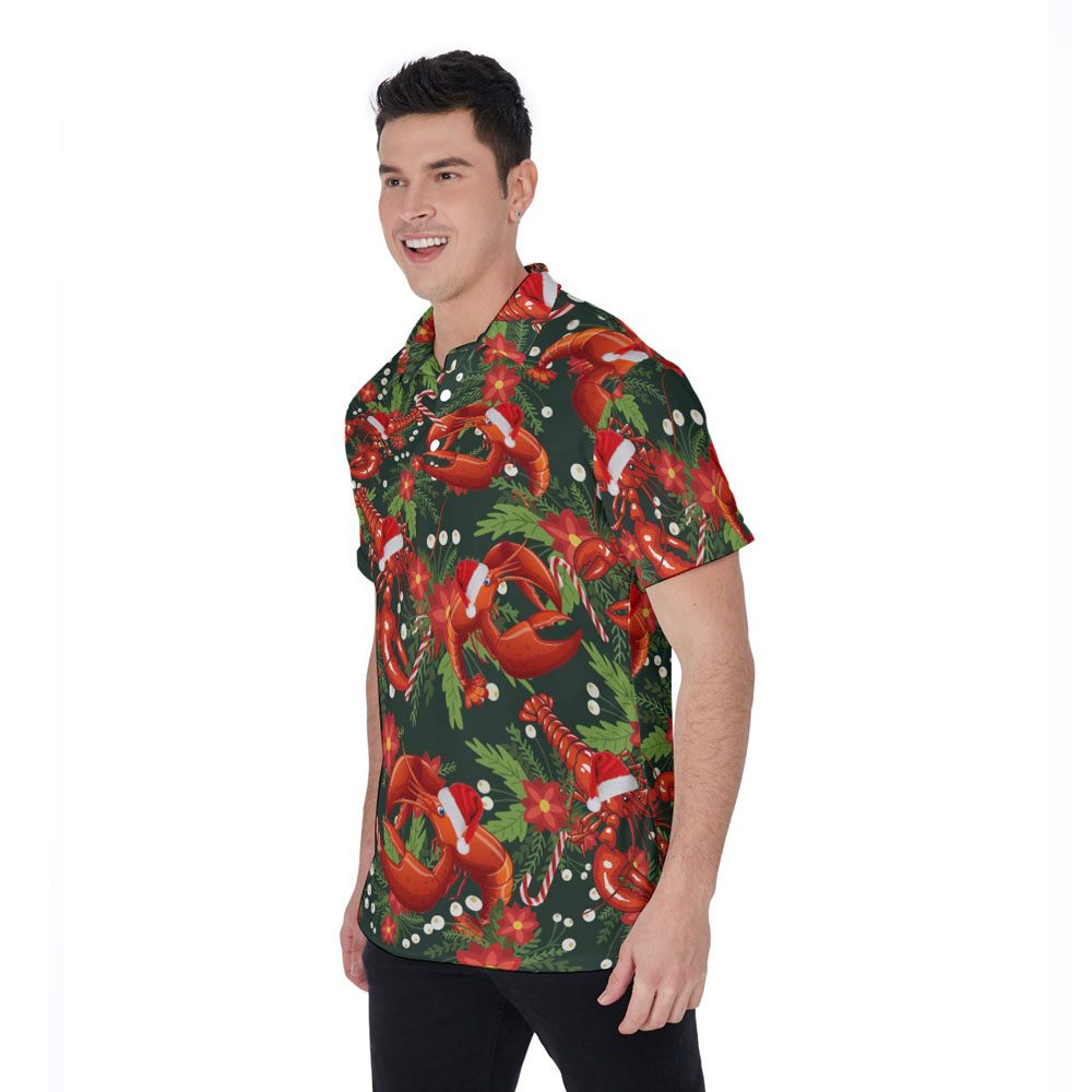 Tropical Lobster Christmas Hawaiian Polo Shirt For Men