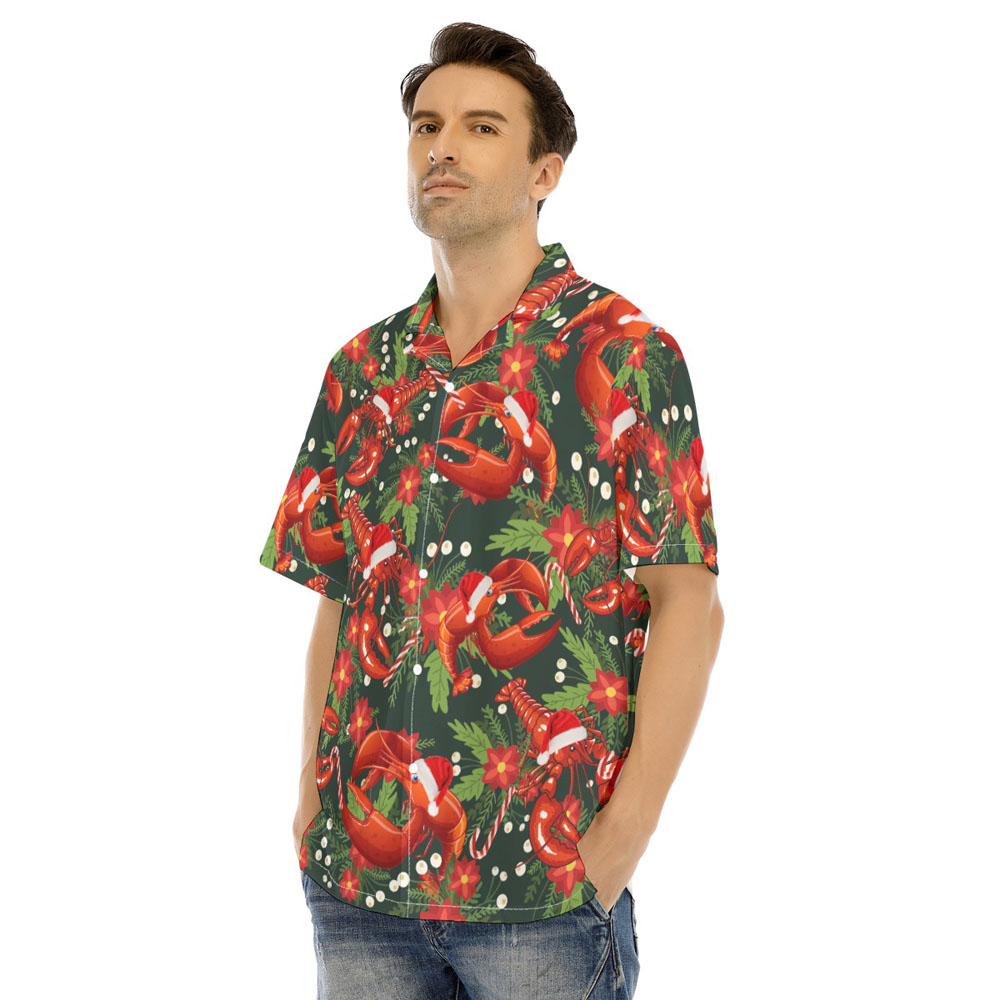 Funny Lobster Christmas Floral Hawaiian Shirt