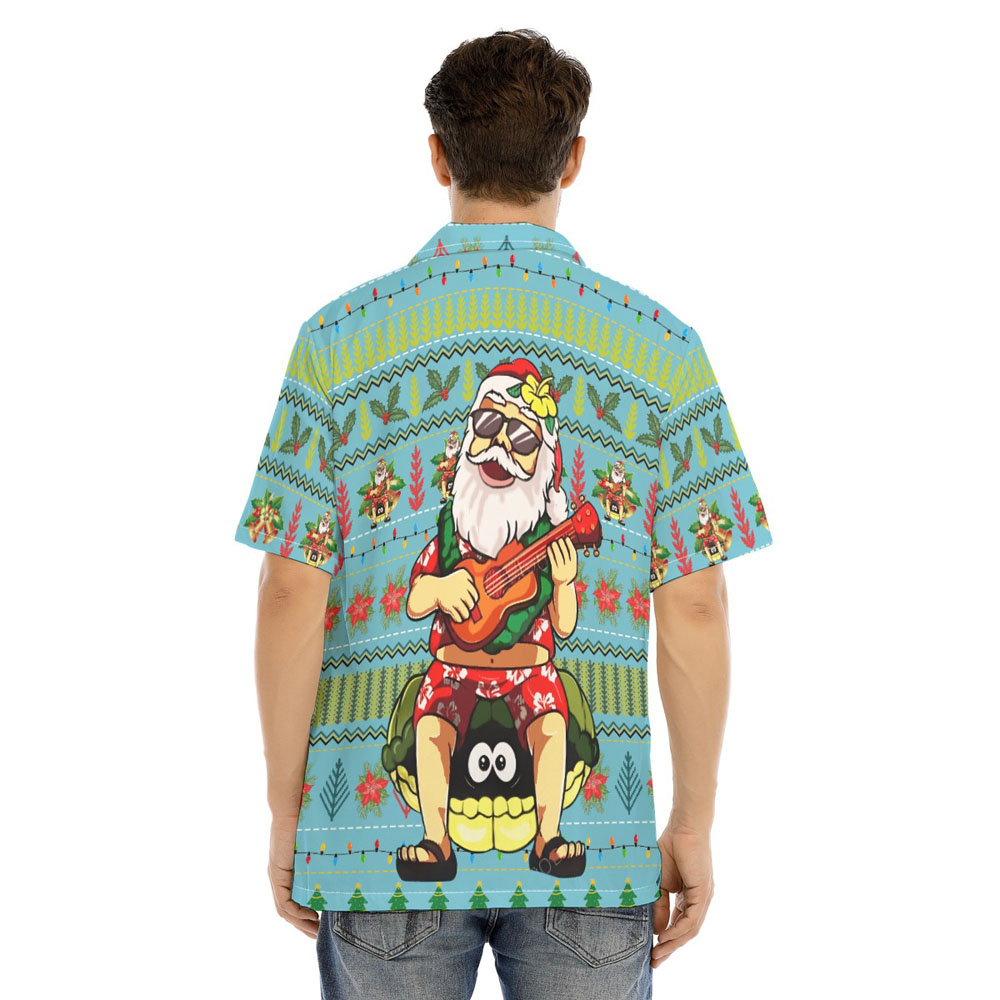Funny Santa Claus Playing Ukulele Ugly Christmas Hawaiian Shirt