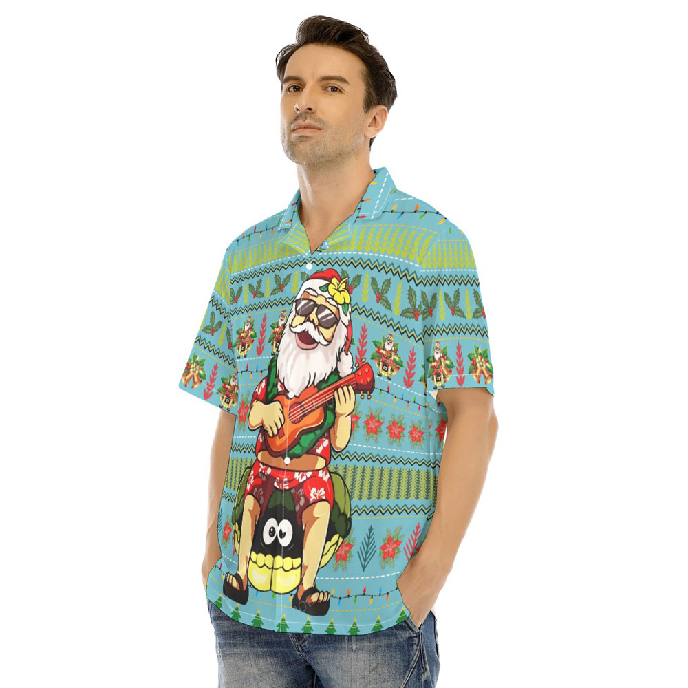 Funny Santa Claus Playing Ukulele Ugly Christmas Hawaiian Shirt