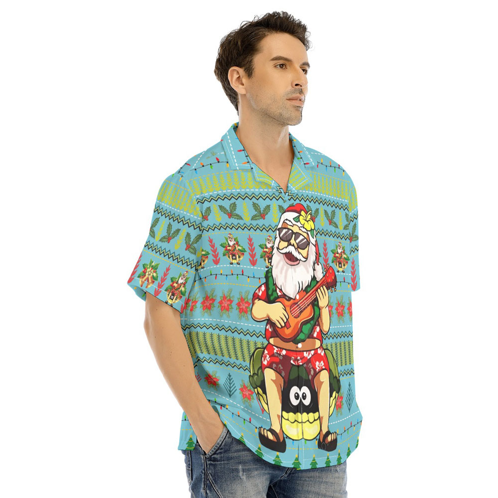 Funny Santa Claus Playing Ukulele Ugly Christmas Hawaiian Shirt