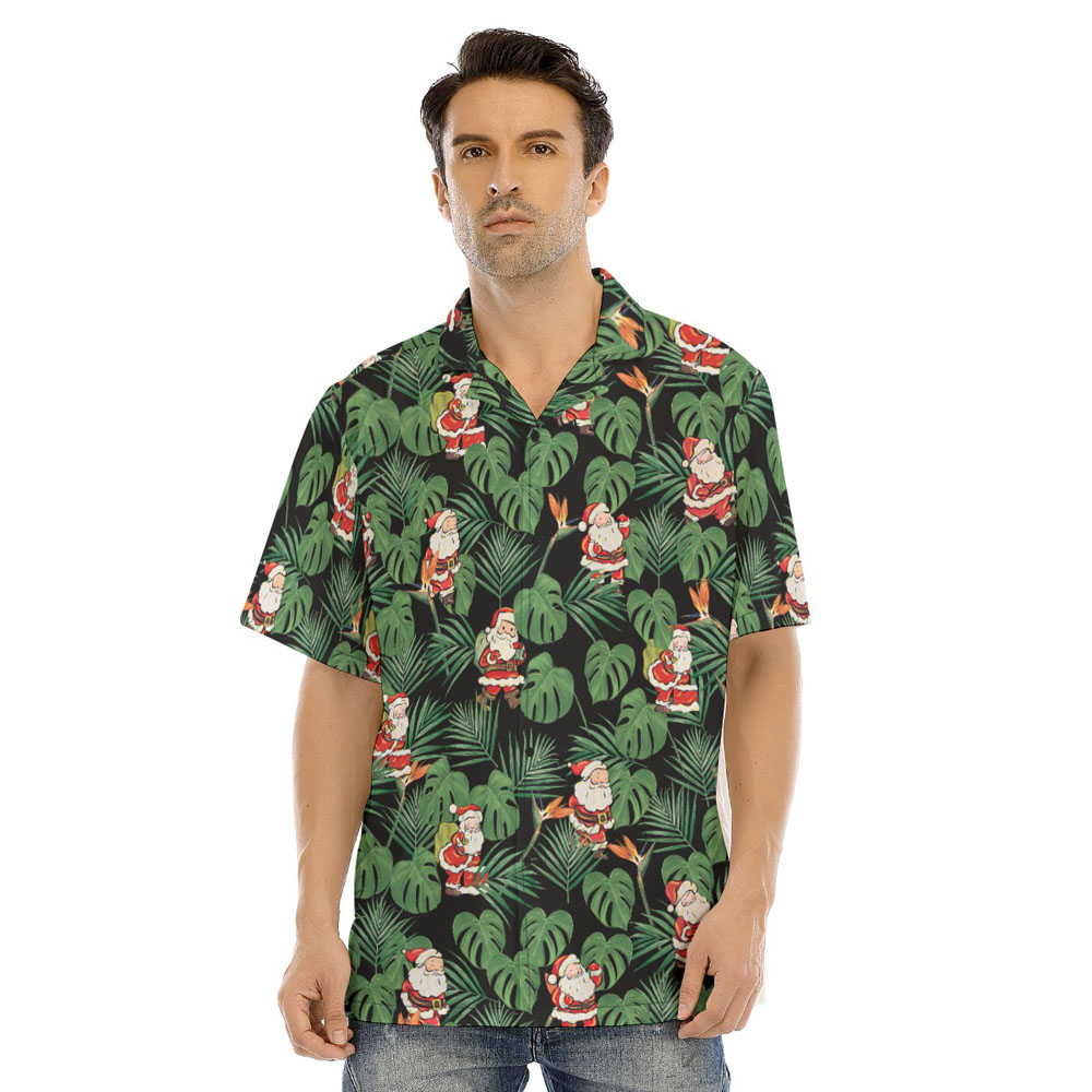 Tropical Christmas Santa Claus Men's Hawaiian Shirt - variant image 1