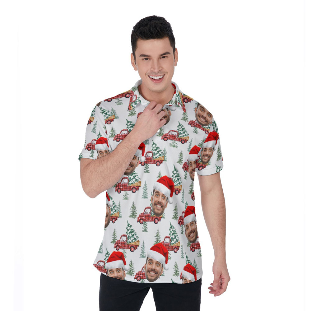 Custom Face Christmas Car Hawaiian Shirt - variant image 1