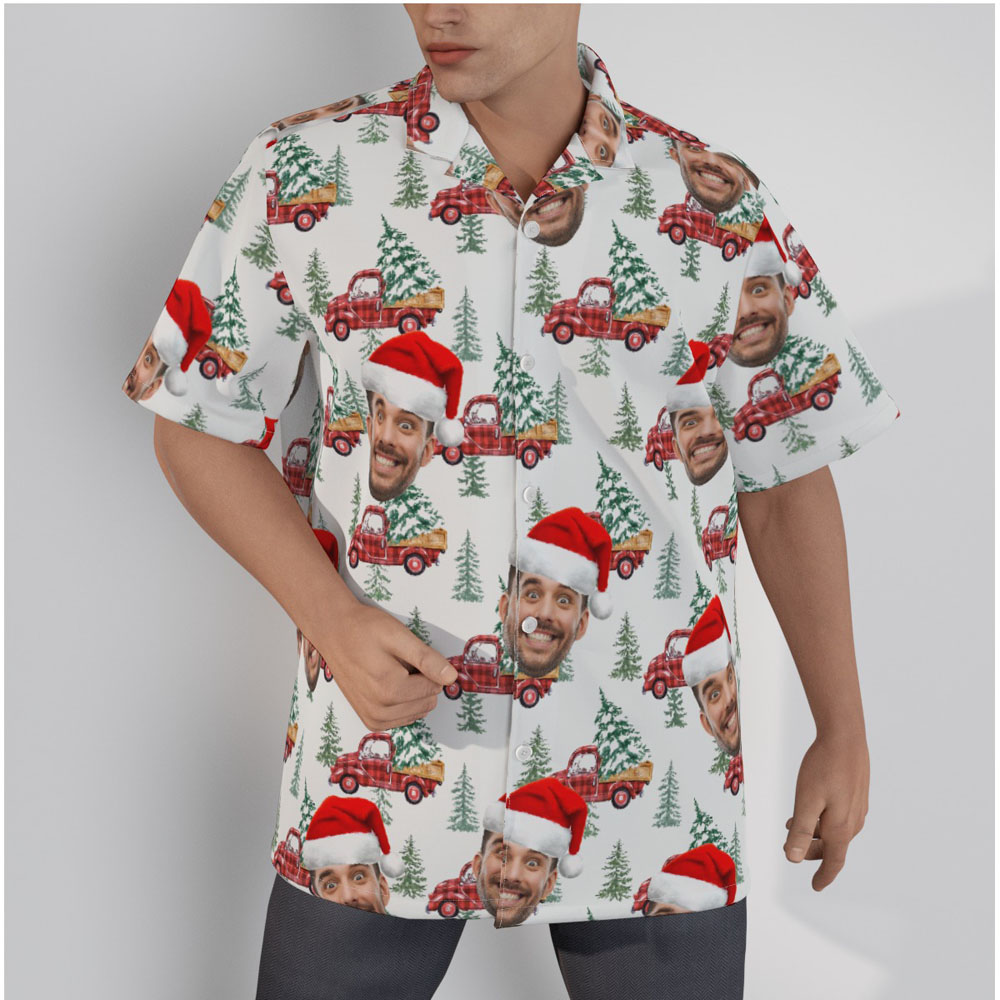 Christmas Car Aloha Shirt With Custom Face - variant image 1