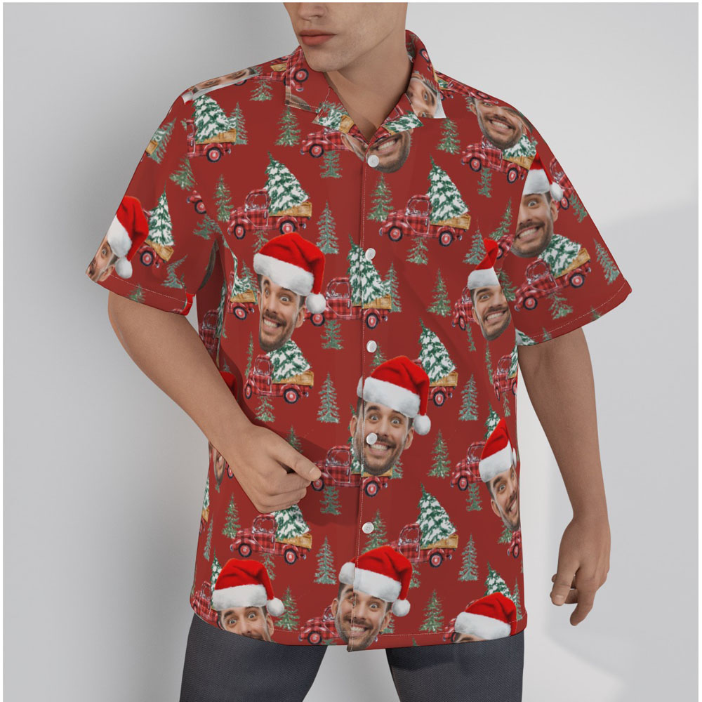 Custom Face Chritsmas Car Red Hawaiian Shirt - variant image 1
