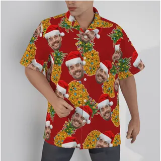 Customize Christmas Pineapple Hawaiian Shirt With Face