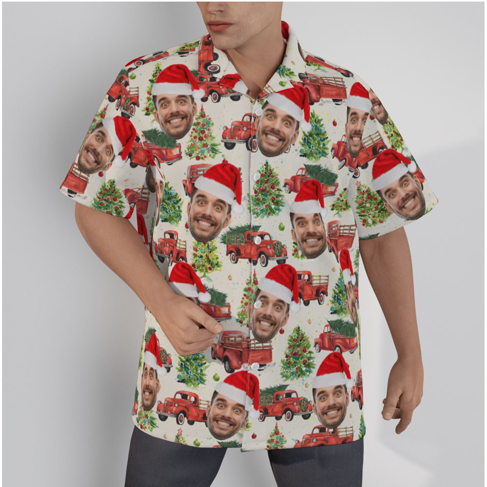 Custom Christmas Truck Hawaiian Shirt With Face - variant image 1